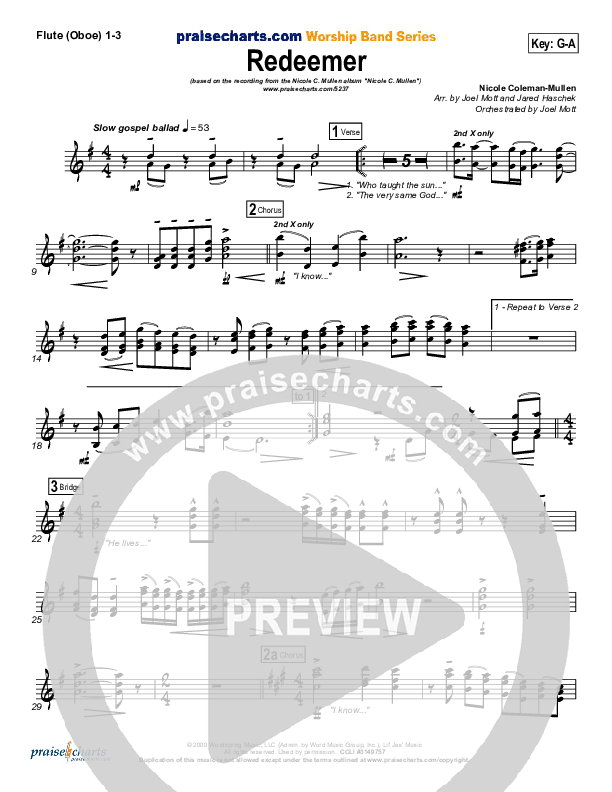Redeemer Flute/Oboe 1/2/3 (Nicole C. Mullen)