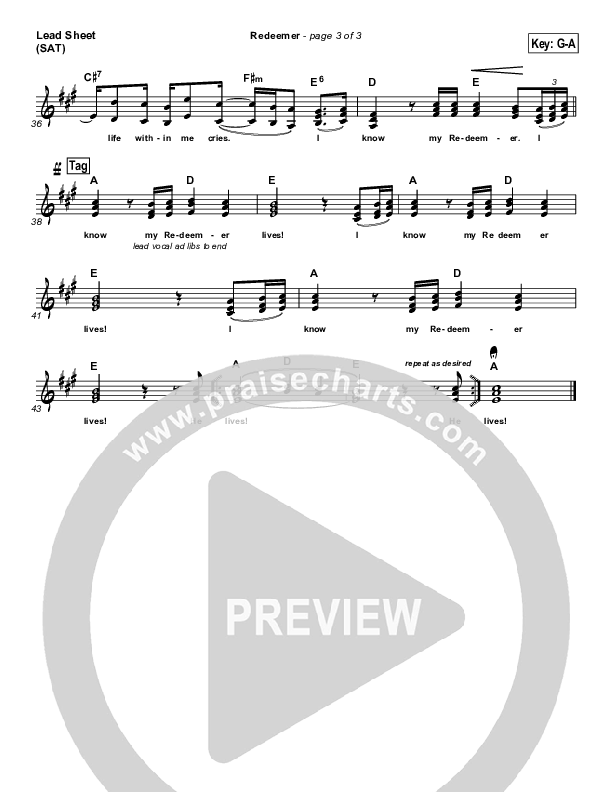 Redeemer Lead Sheet (SAT) (Nicole C. Mullen)