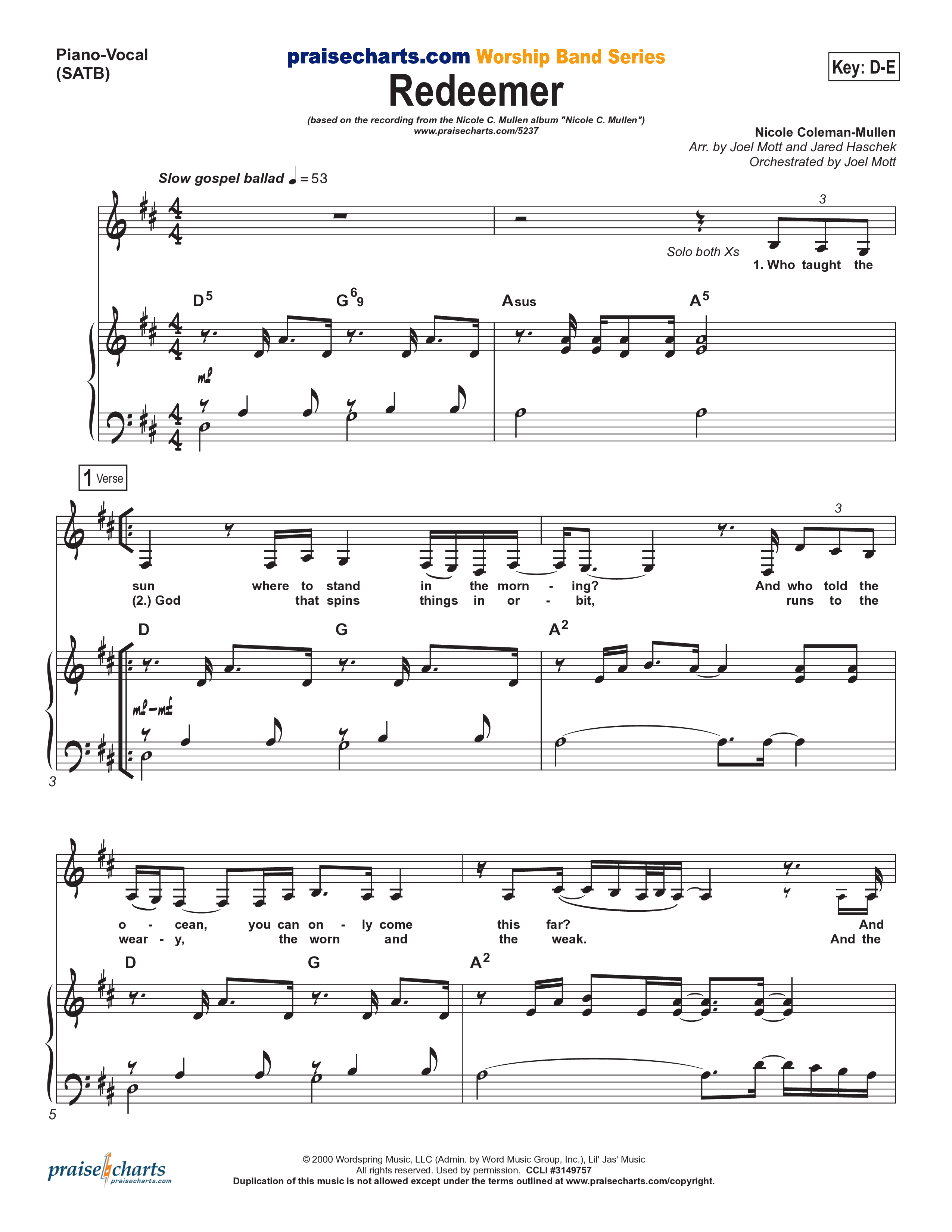 Redeemer Piano/Choir (SATB) (Nicole C. Mullen)
