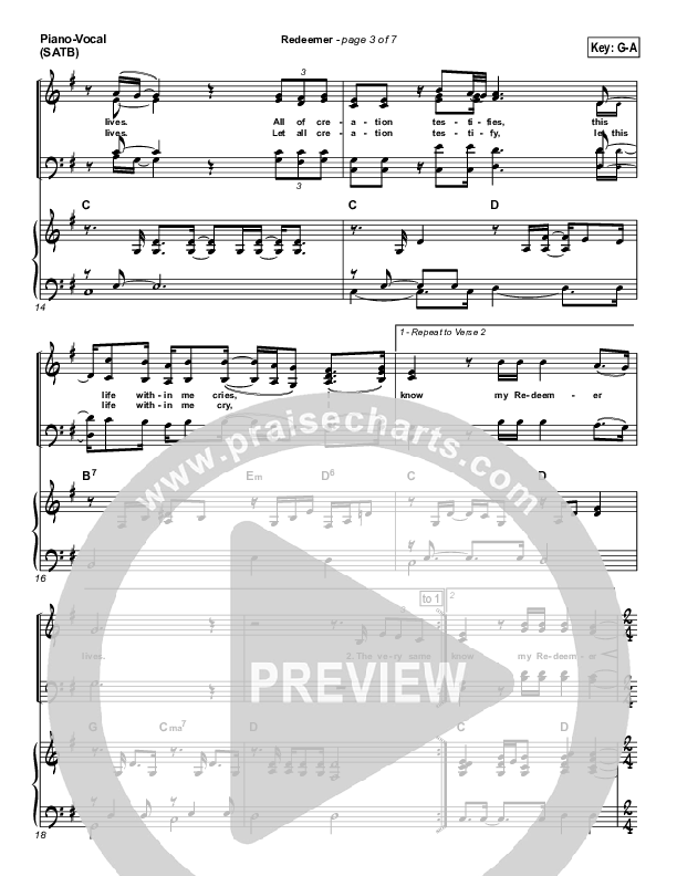 Redeemer Piano/Vocal (SATB) (Nicole C. Mullen)