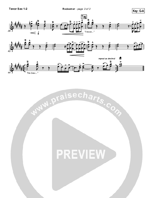 Redeemer Tenor Sax 1/2 (Nicole C. Mullen)