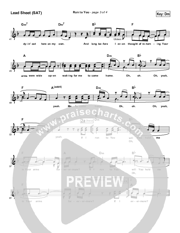 Run To You Lead Sheet (Third Day)