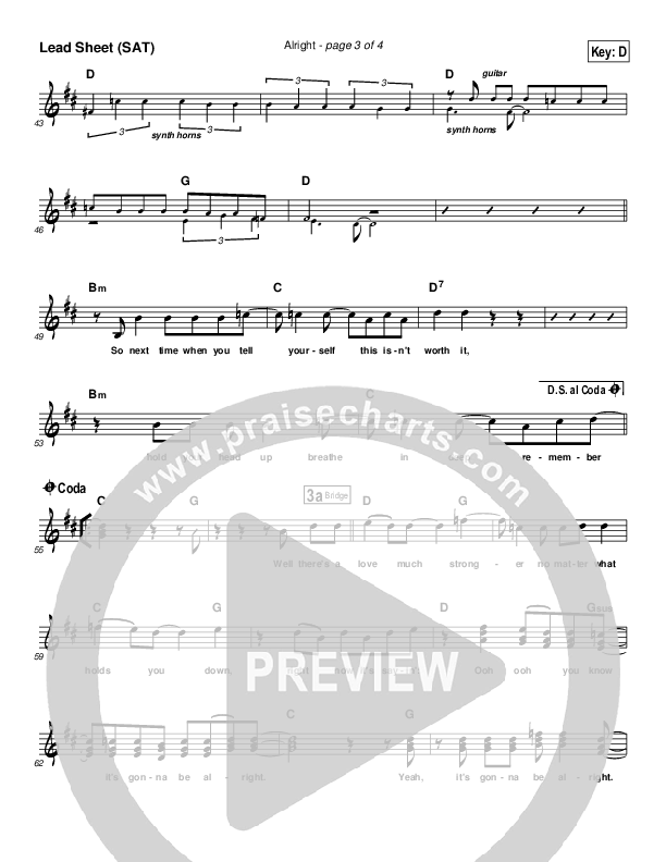 All Right Lead Sheet (SAT) (MercyMe)