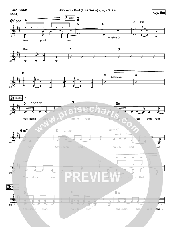 Awesome God (Your Voice) Lead Sheet (Vicky Beeching)