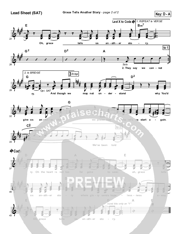 Grace Tells Another Story Lead Sheet (SAT) (MercyMe)