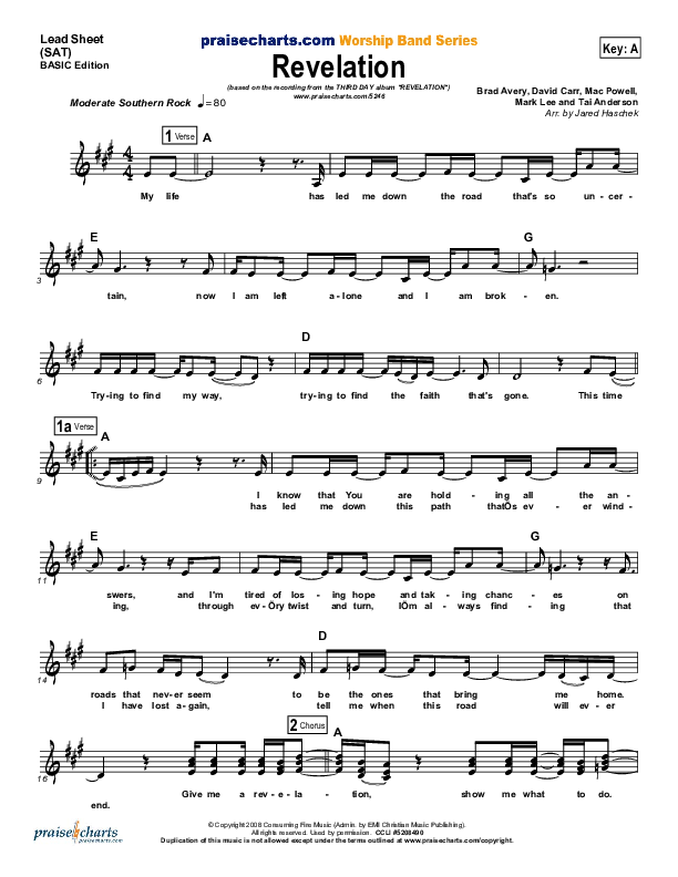 Revelation Lead Sheet (Third Day)
