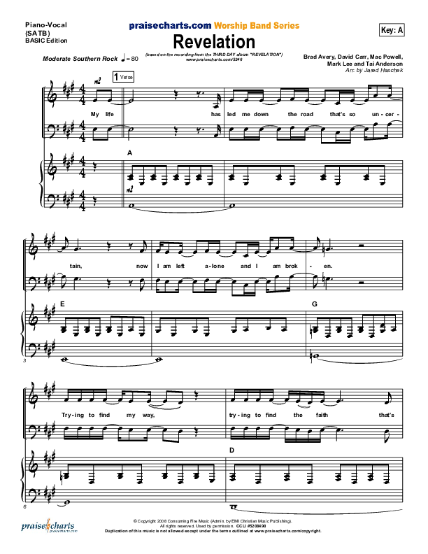 Revelation Piano/Vocal (Third Day)
