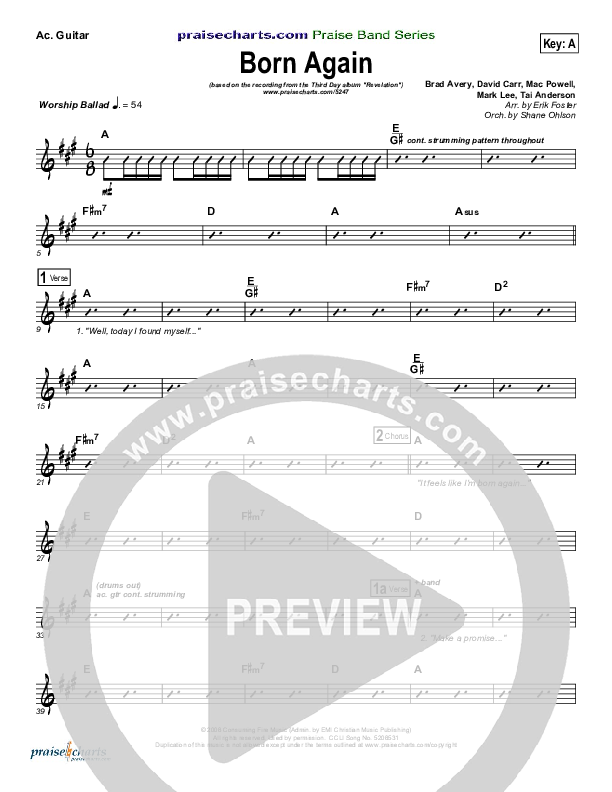 Born Again Rhythm Chart (Third Day)