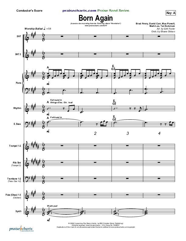 Born Again Conductor's Score (Third Day)
