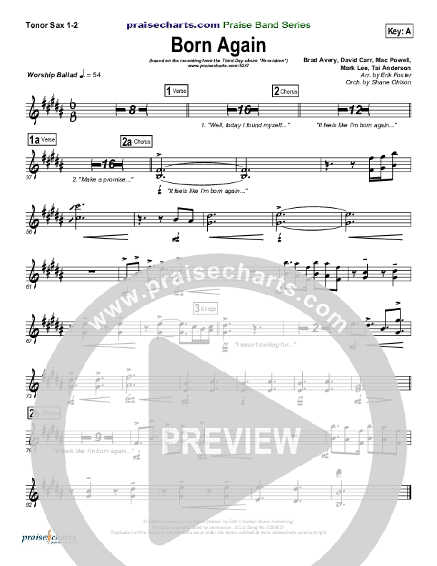 Born Again Tenor Sax 1/2 (Third Day)