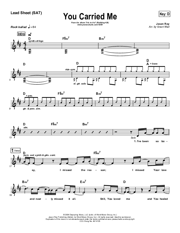 You Carried Me Lead (SAT) (Building 429)