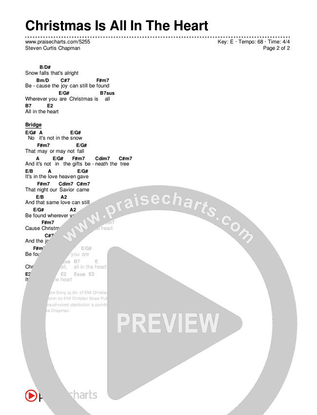 Christmas Is All In The Heart Chords & Lyrics (Steven Curtis Chapman)