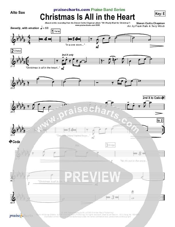 Christmas Is All In The Heart Alto Sax (Steven Curtis Chapman)