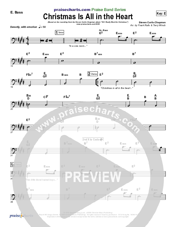 Christmas Is All In The Heart Bass Guitar (Steven Curtis Chapman)