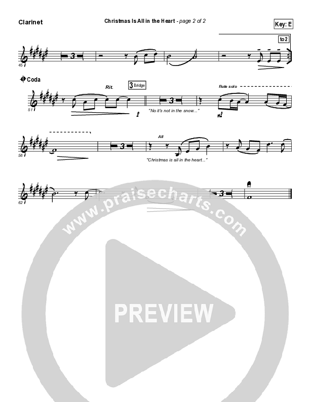 Christmas Is All In The Heart Clarinet (Steven Curtis Chapman)