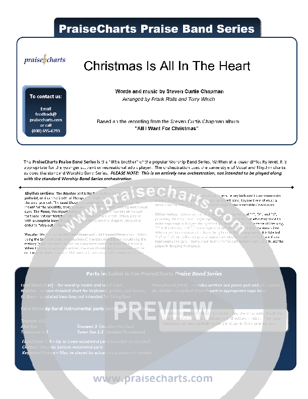 Christmas Is All In The Heart Cover Sheet (Steven Curtis Chapman)