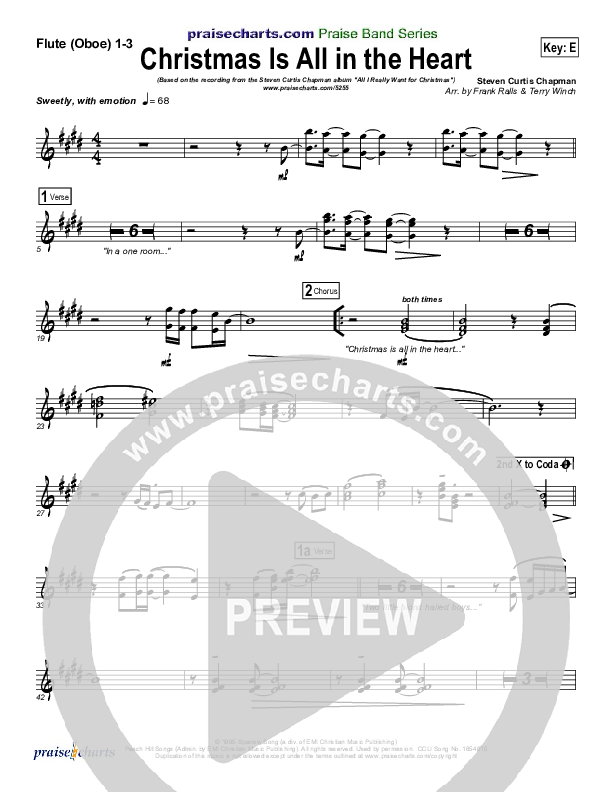 Christmas Is All In The Heart Flute/Oboe 1/2/3 (Steven Curtis Chapman)