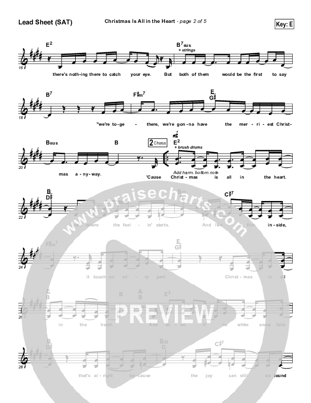 Christmas Is All In The Heart Lead Sheet (SAT) (Steven Curtis Chapman)