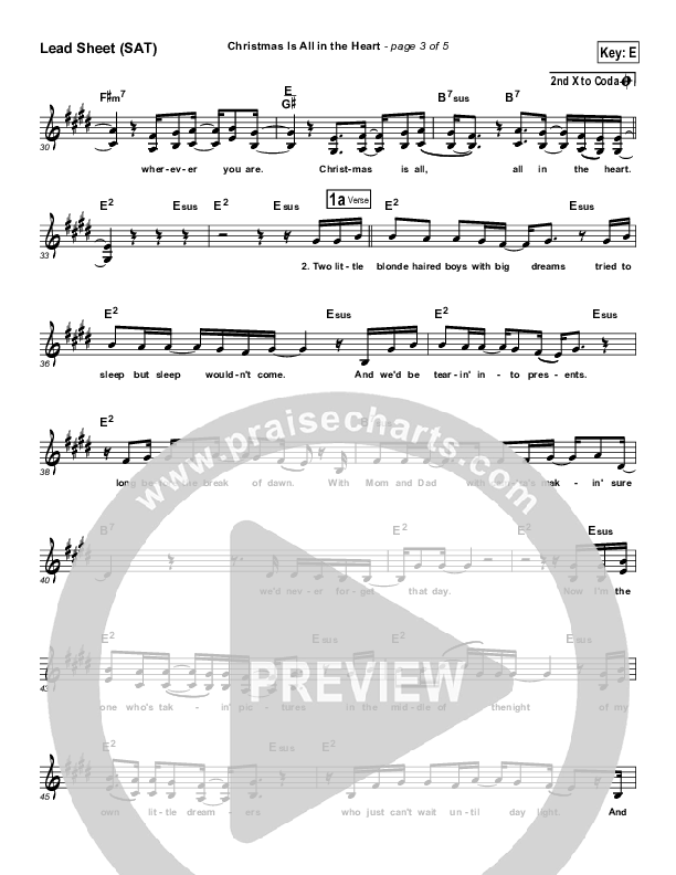 Christmas Is All In The Heart Lead Sheet (SAT) (Steven Curtis Chapman)