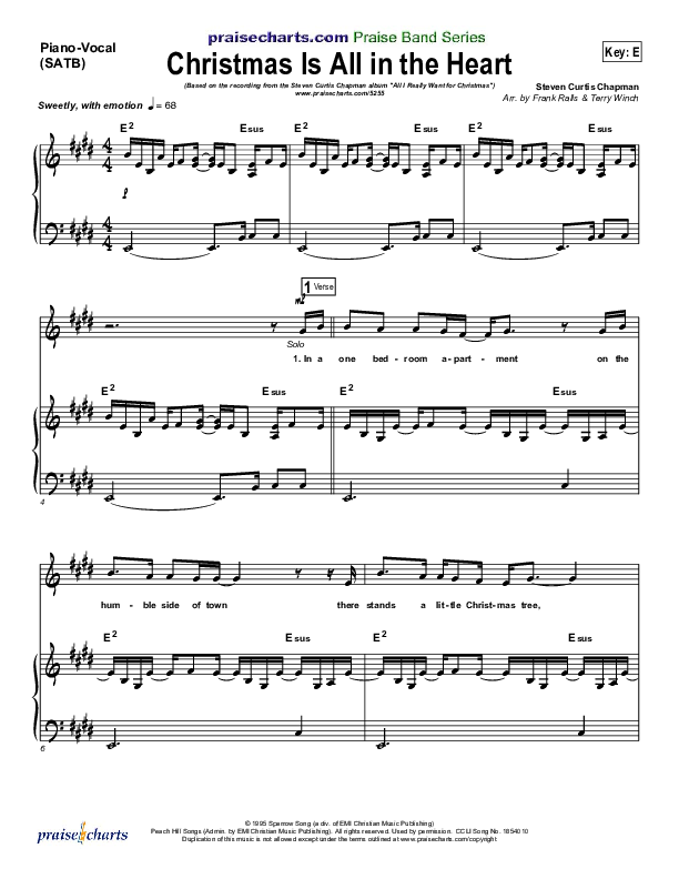 Christmas Is All In The Heart Piano/Vocal (SATB) (Steven Curtis Chapman)