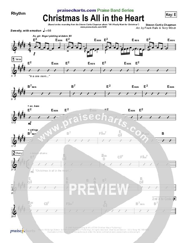 Christmas Is All In The Heart Rhythm Chart (Steven Curtis Chapman)