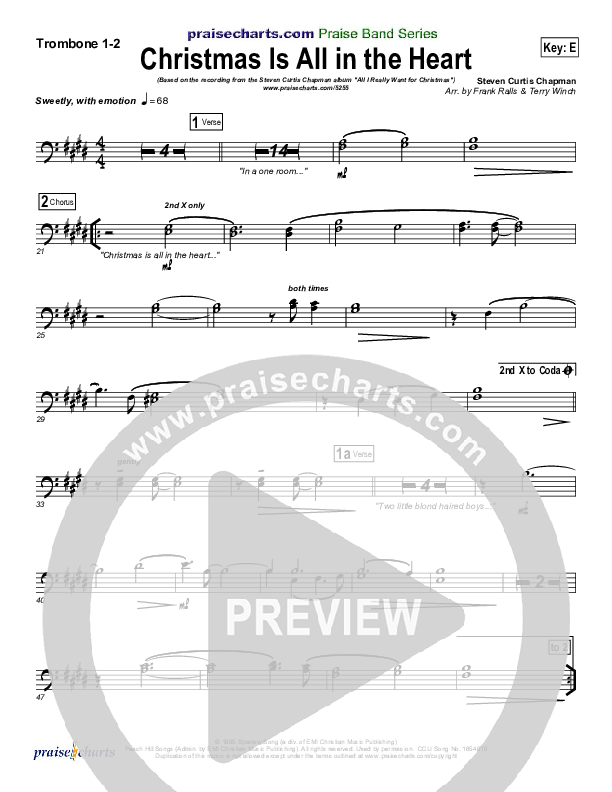 Christmas Is All In The Heart Trombone 1/2 (Steven Curtis Chapman)