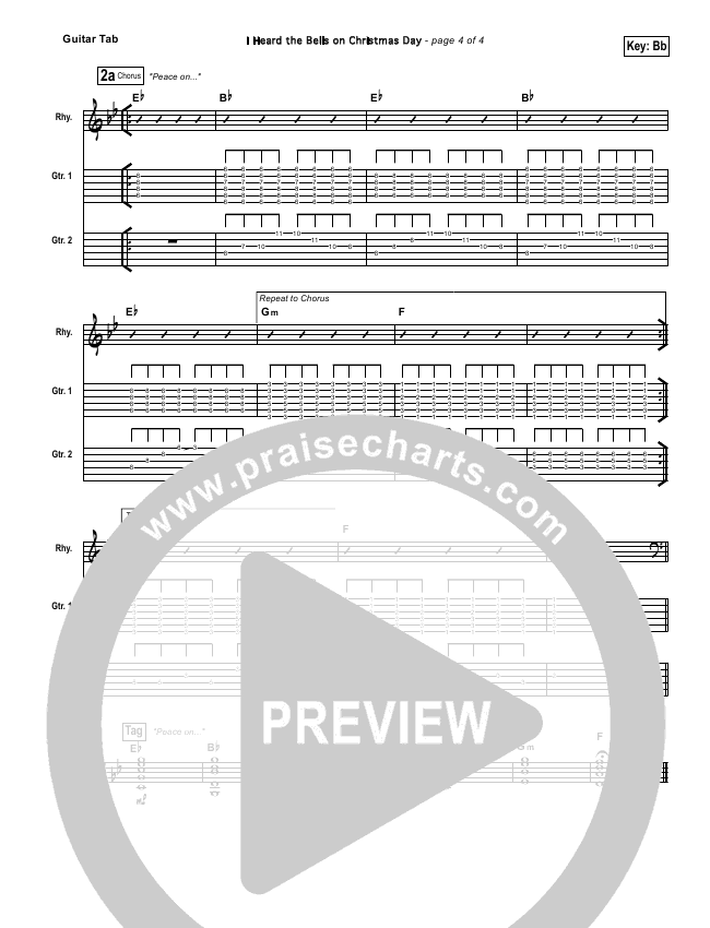 I Heard The Bells On Christmas Day Guitar Tab - Casting Crowns | PraiseCharts