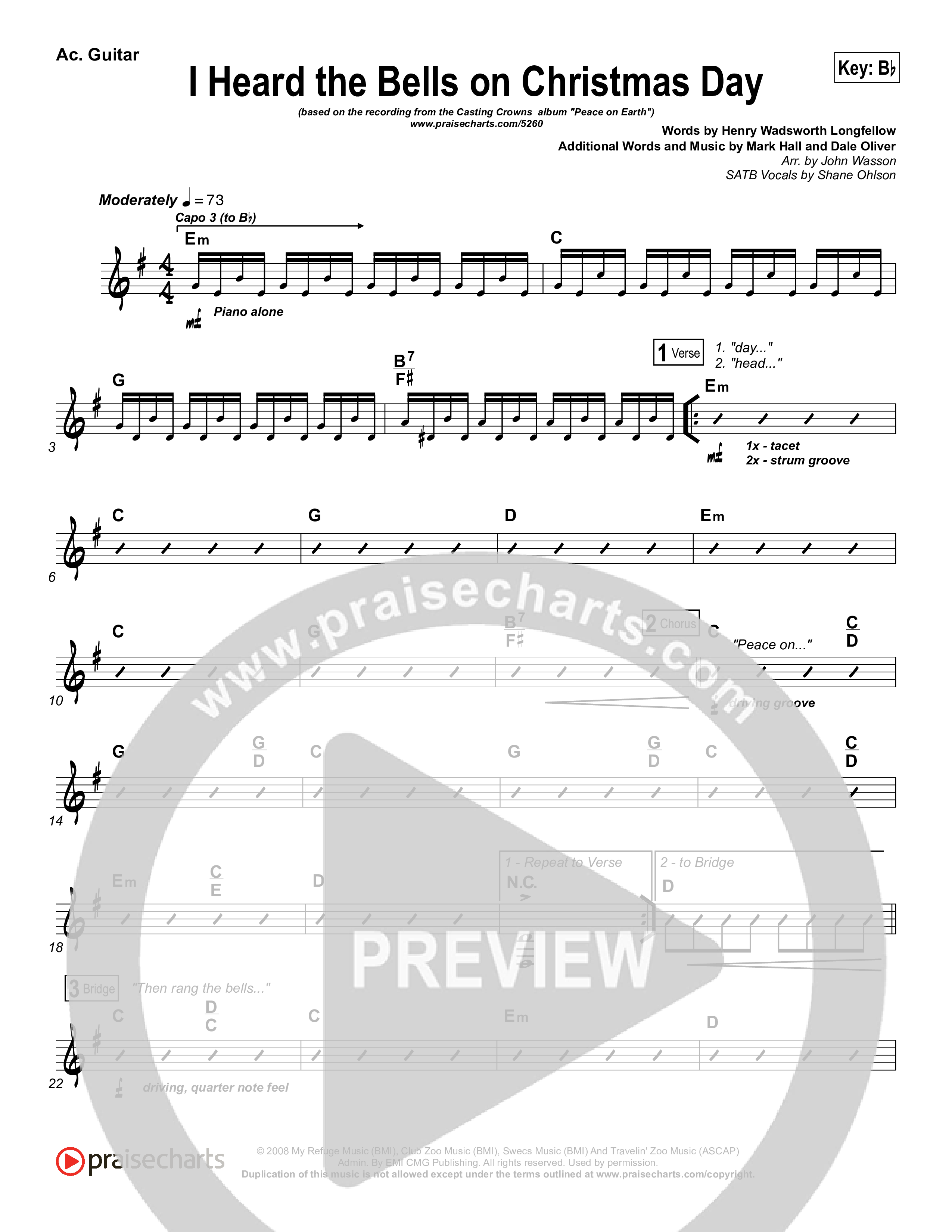 I Heard The Bells On Christmas Day Acoustic Guitar (Casting Crowns)