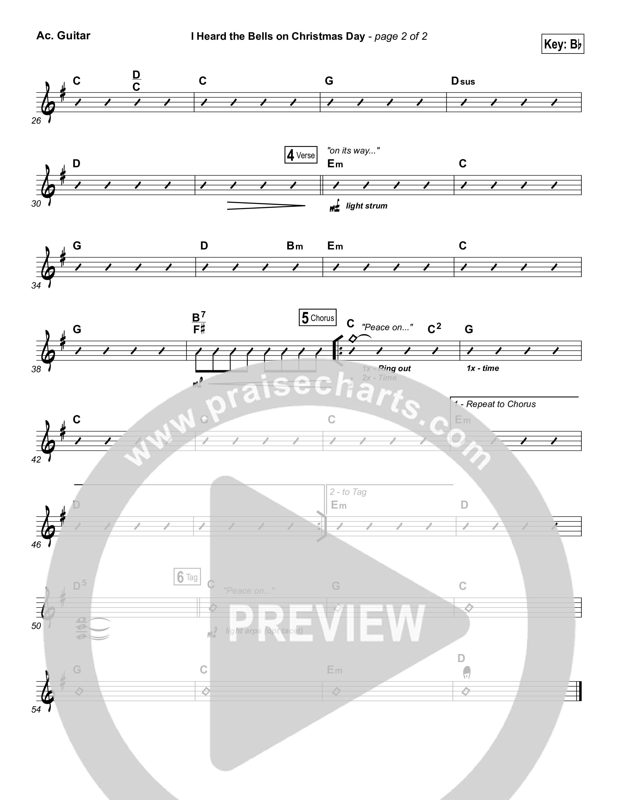 I Heard The Bells On Christmas Day Acoustic Guitar (Casting Crowns)