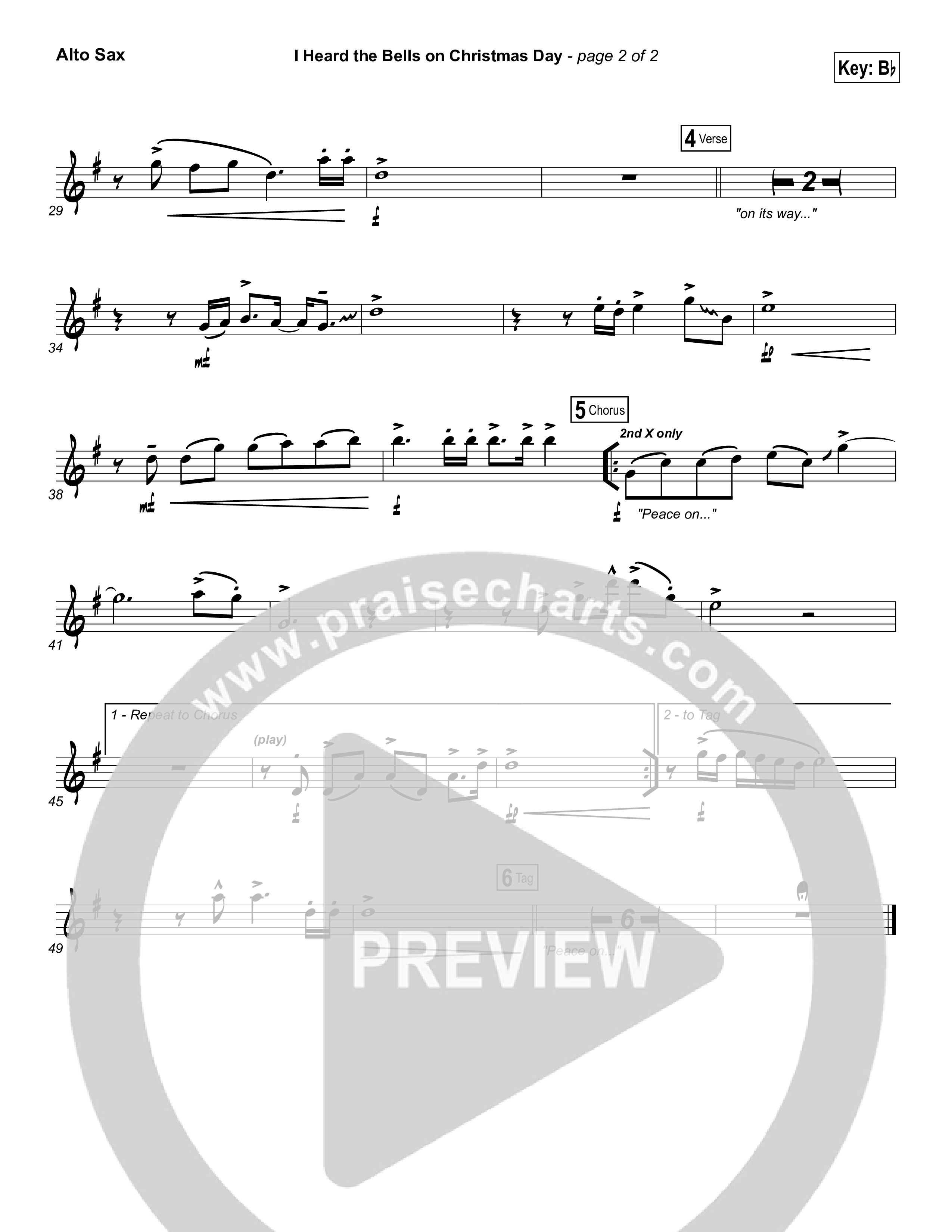 I Heard The Bells On Christmas Day Alto Sax (Casting Crowns)