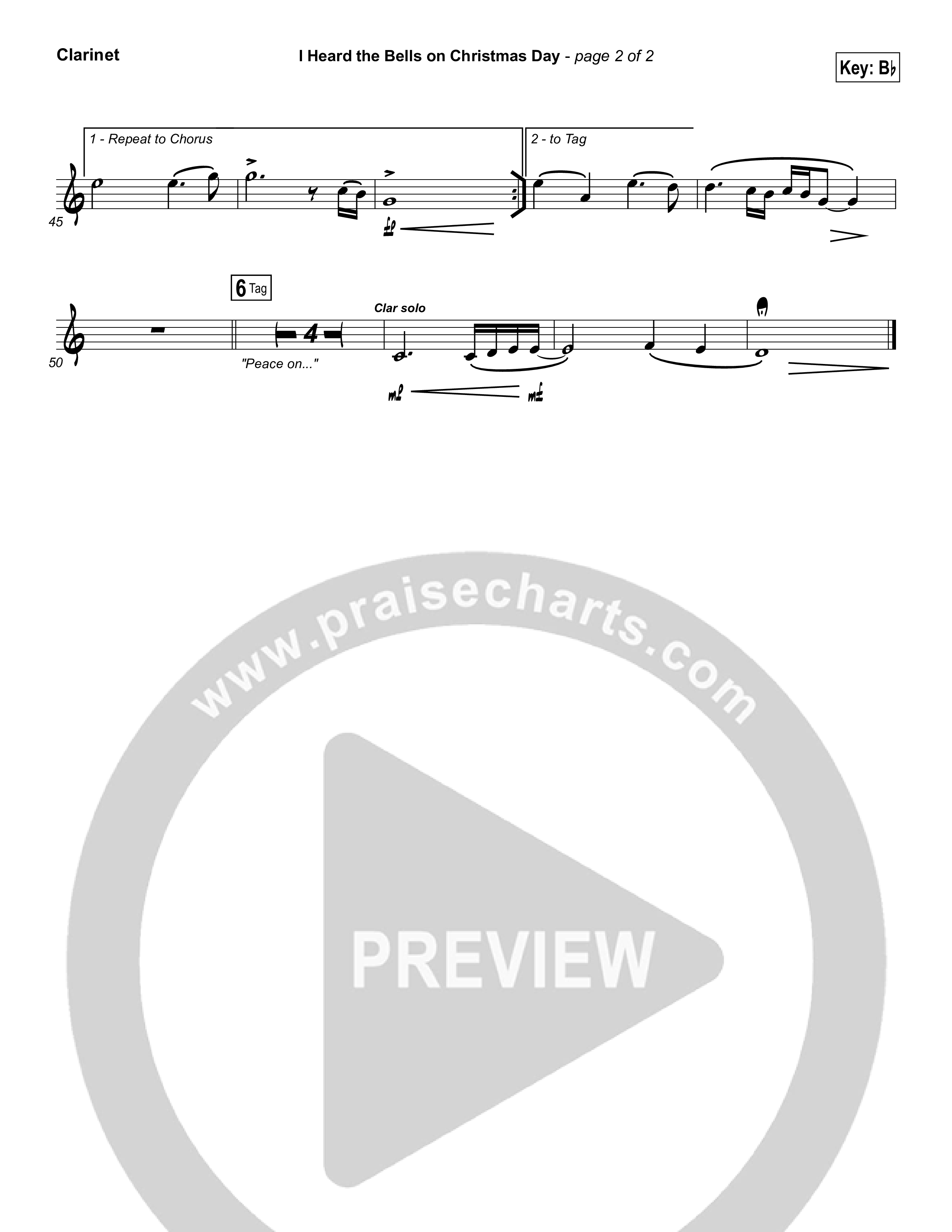 I Heard The Bells On Christmas Day Clarinet (Casting Crowns)