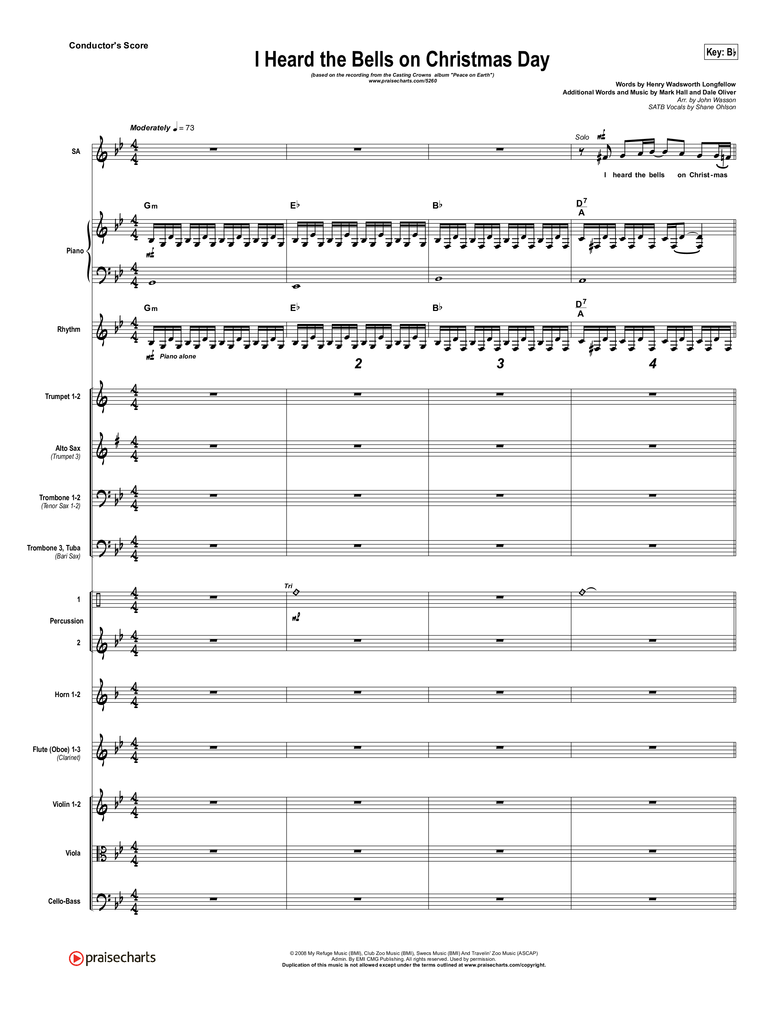 I Heard The Bells On Christmas Day Conductor's Score (Casting Crowns)