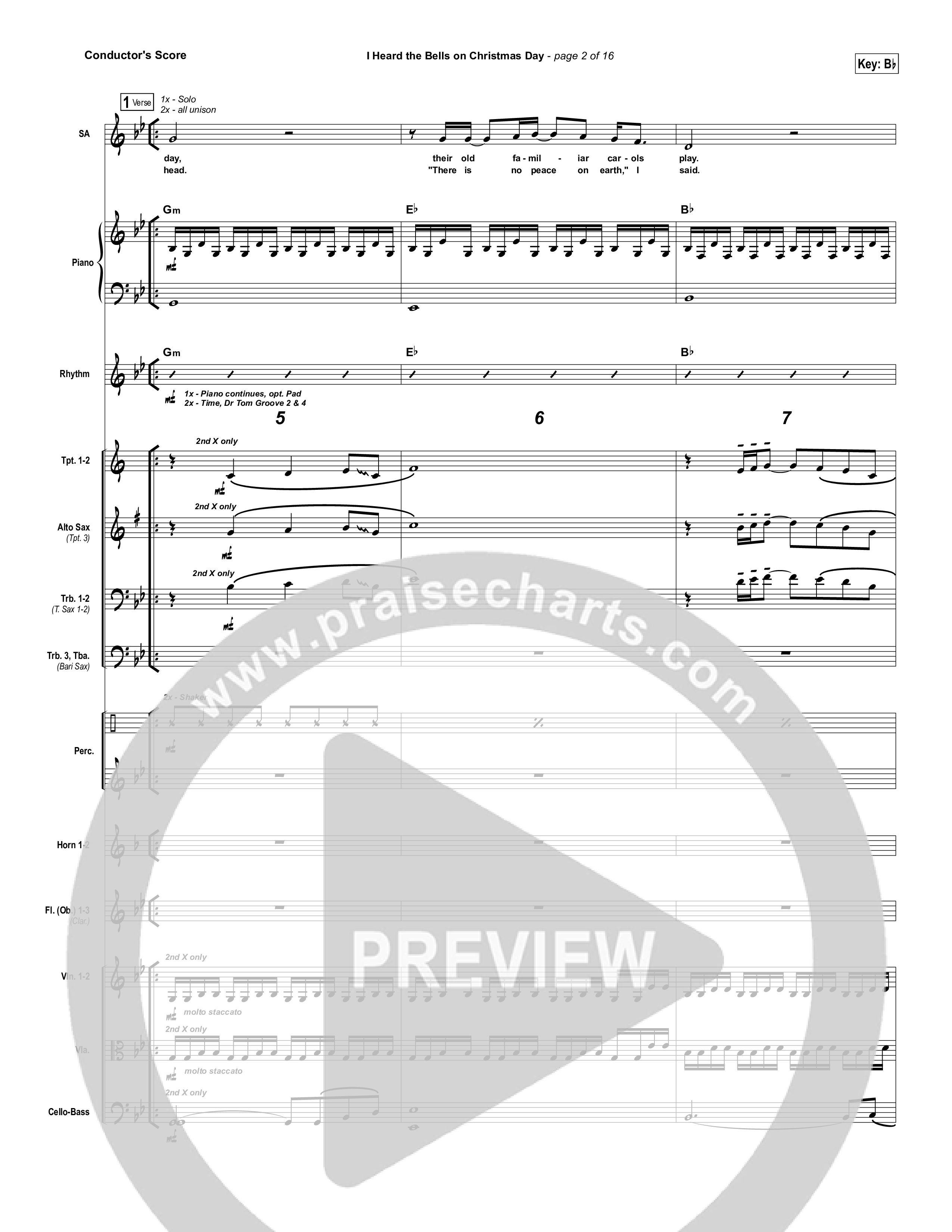 I Heard The Bells On Christmas Day Conductor's Score (Casting Crowns)