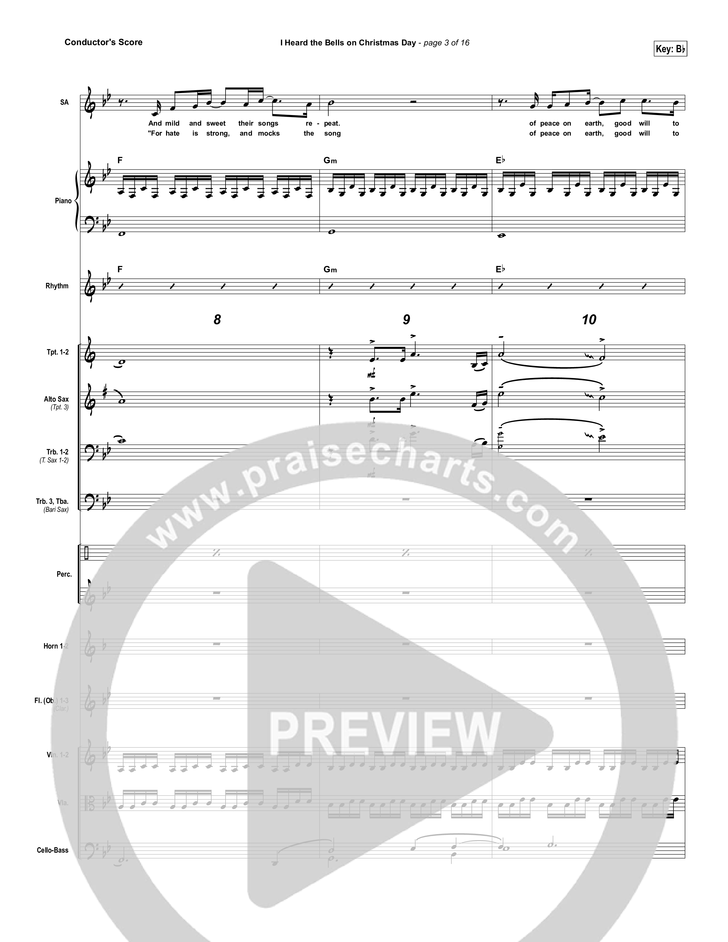 I Heard The Bells On Christmas Day Conductor's Score (Casting Crowns)