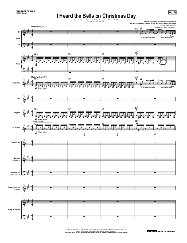 I Heard The Bells On Christmas Day Conductor's Score (Casting Crowns)