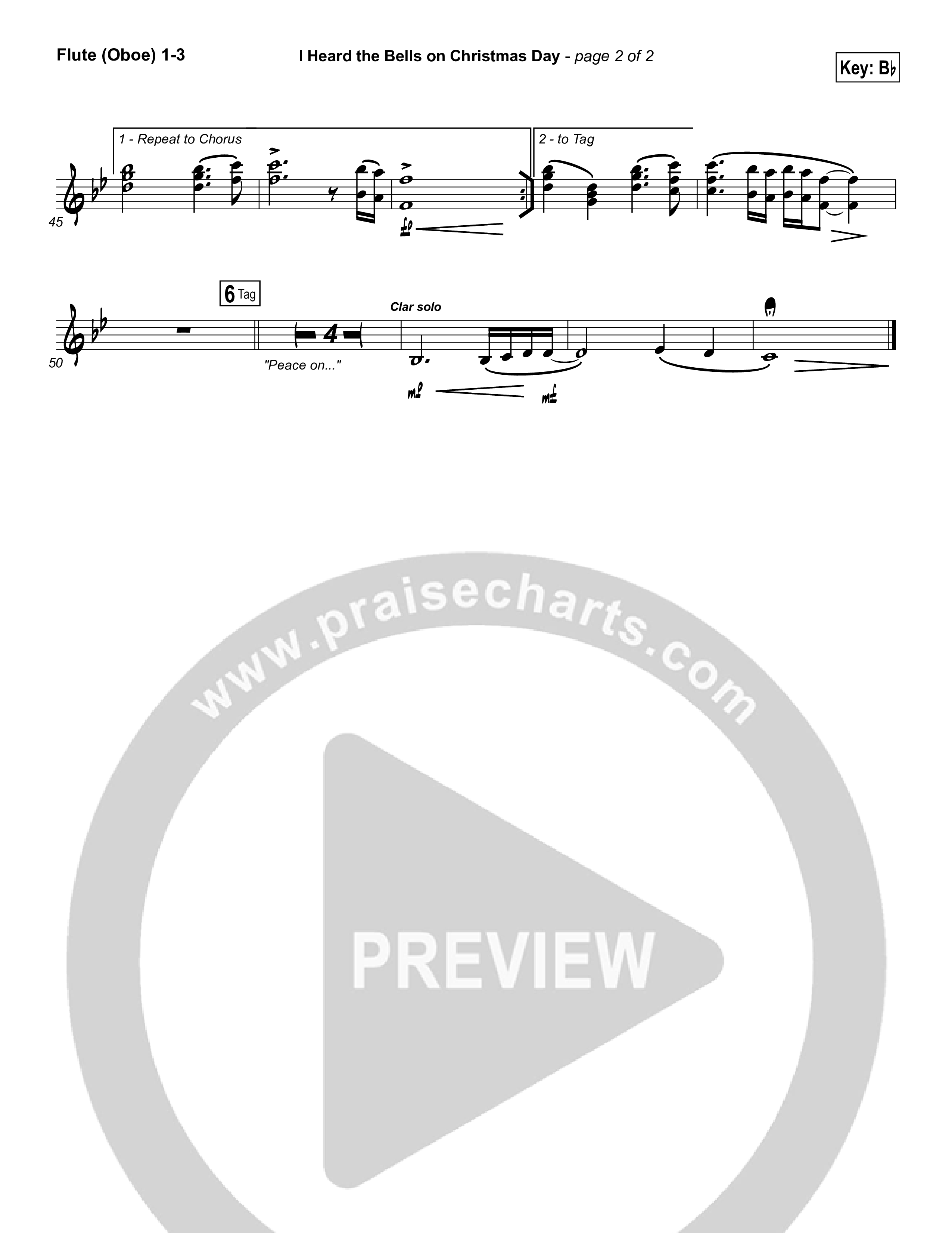 I Heard The Bells On Christmas Day Flute/Oboe 1/2/3 (Casting Crowns)