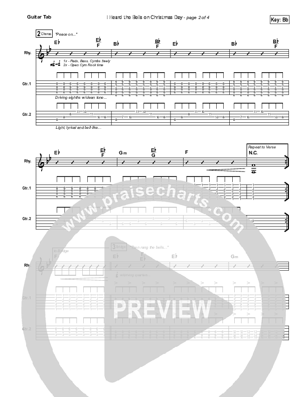 I Heard The Bells On Christmas Day Guitar Tab (Casting Crowns)