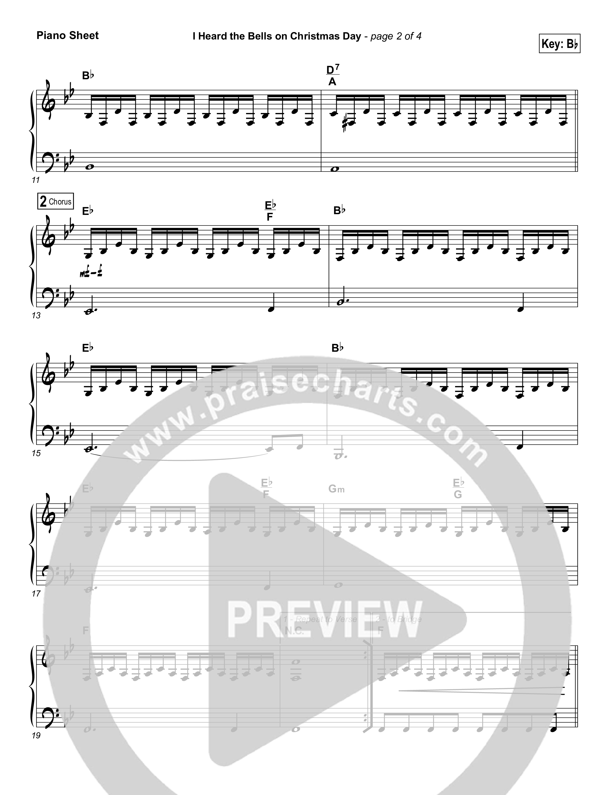 I Heard The Bells On Christmas Day Piano Sheet (Casting Crowns)