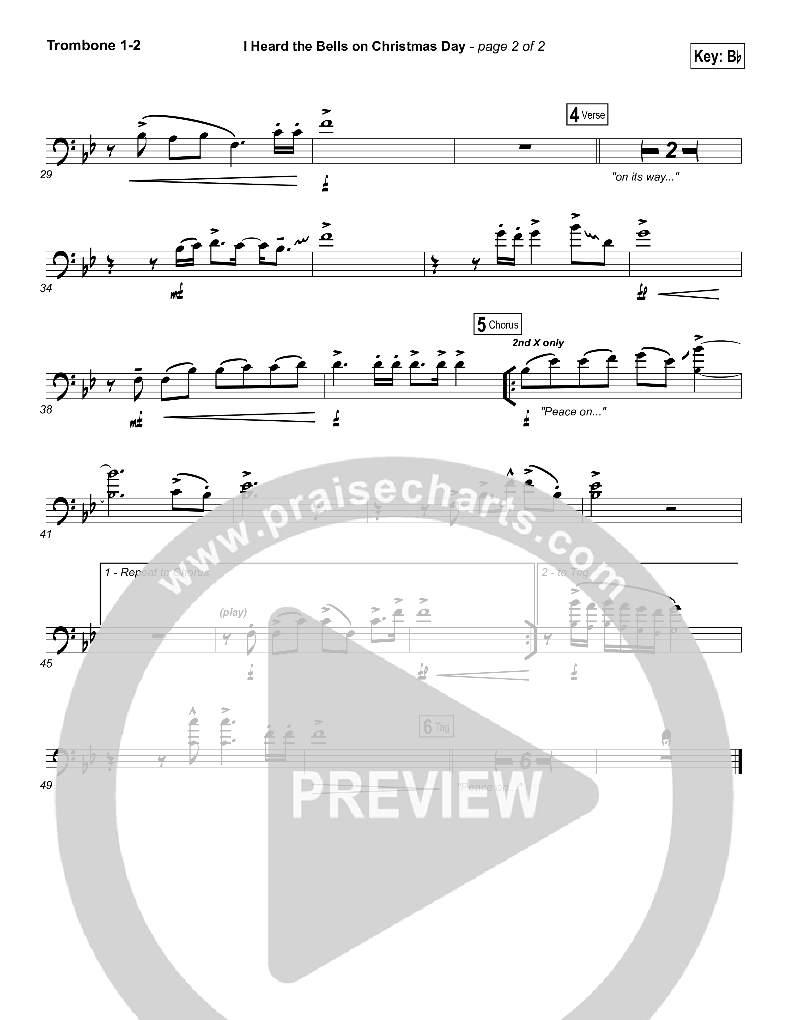 I Heard The Bells On Christmas Day Trombone 1/2 (Casting Crowns)