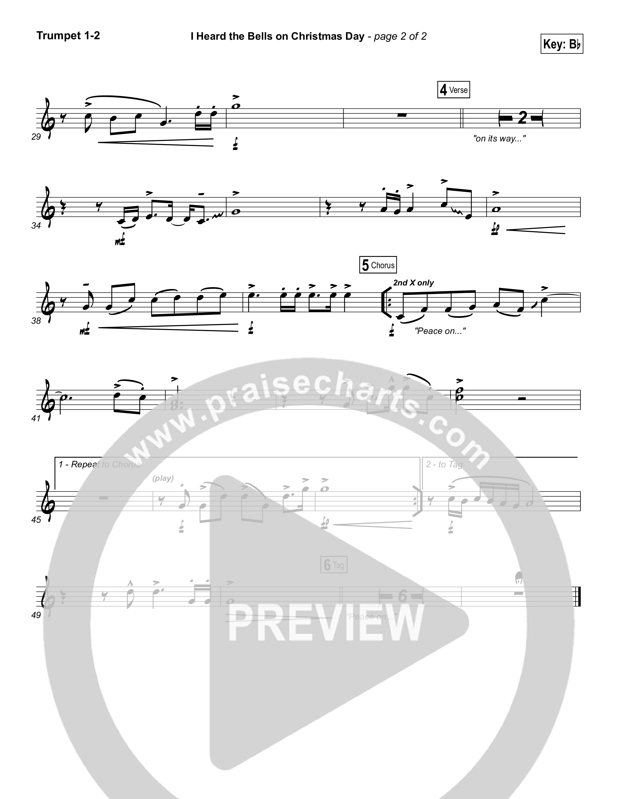 I Heard The Bells On Christmas Day Trumpet 1,2 (Casting Crowns)