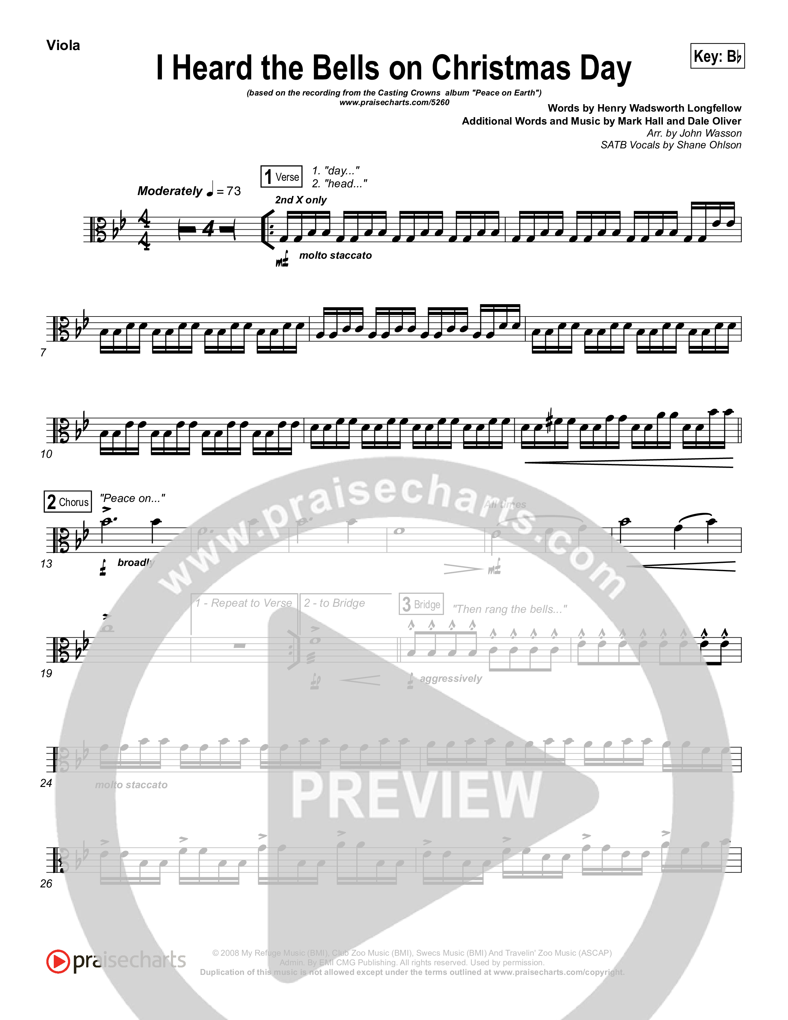 I Heard The Bells On Christmas Day Viola (Casting Crowns)