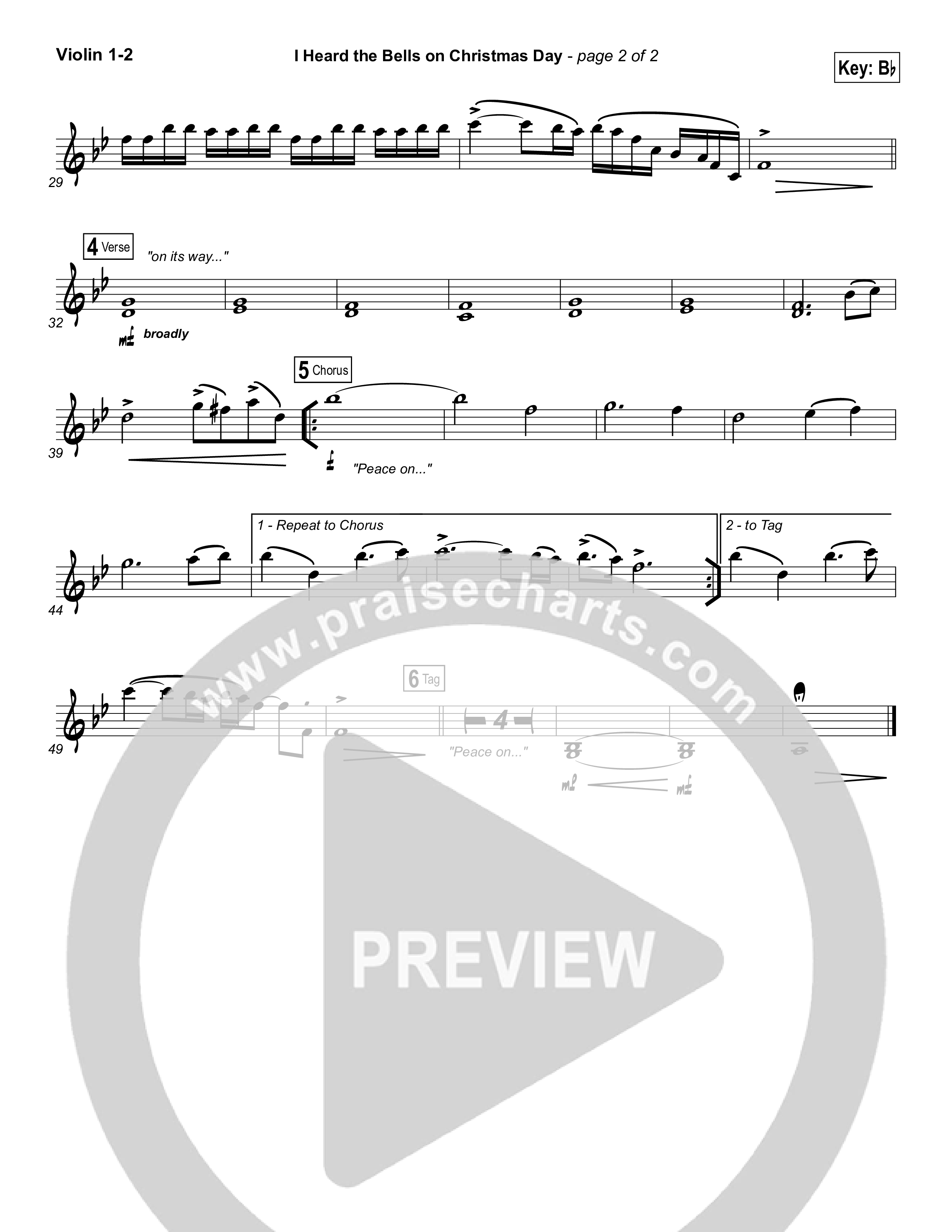 I Heard The Bells On Christmas Day Violin 1/2 (Casting Crowns)