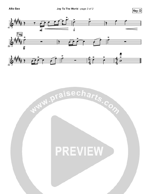 Joy To The World Alto Sax (Casting Crowns)