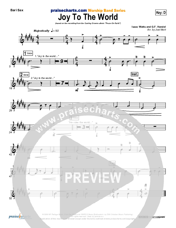Joy To The World Bari Sax (Casting Crowns)