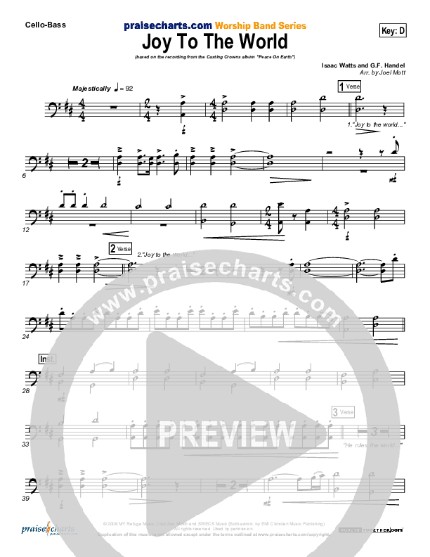 Joy To The World Cello/Bass (Casting Crowns)