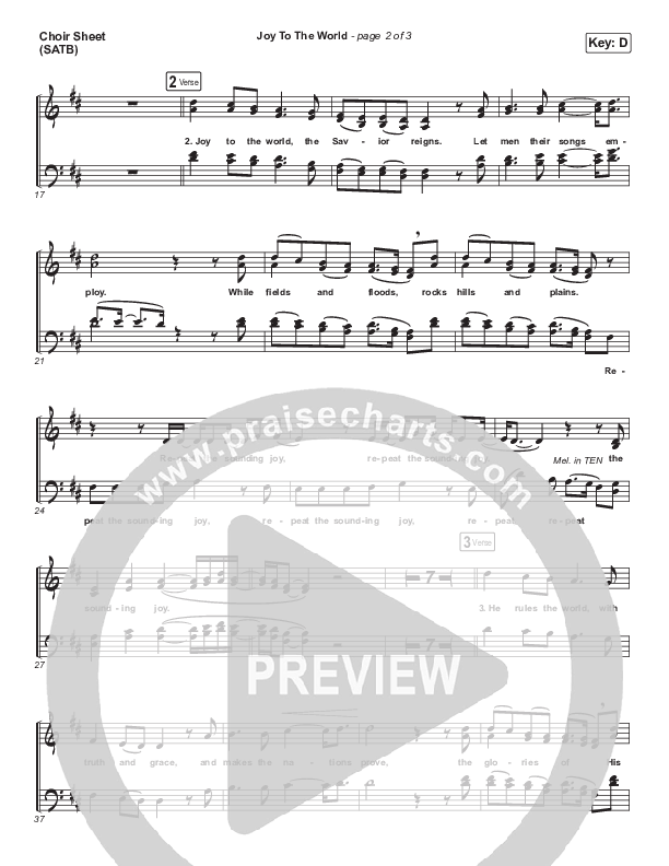 Joy To The World Choir Vocals (SATB) (Casting Crowns)