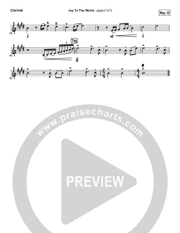 Joy To The World Clarinet (Casting Crowns)