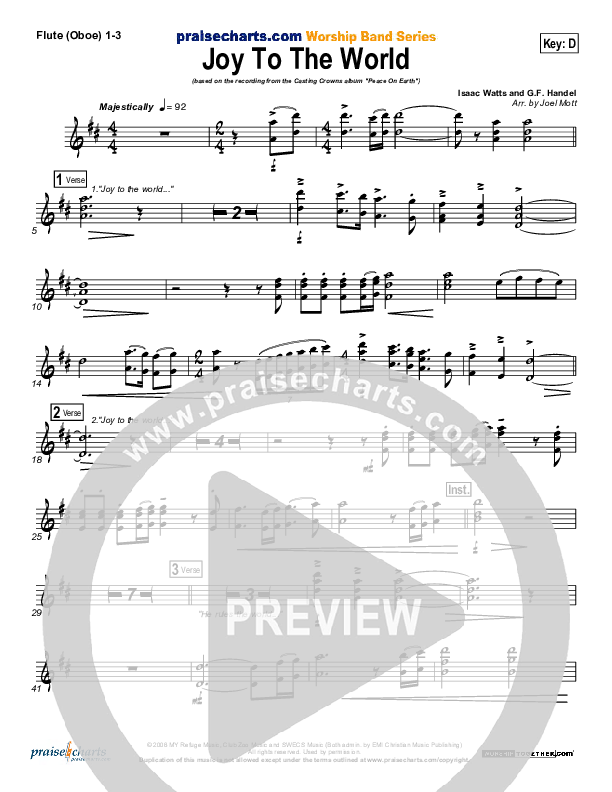 Joy To The World Flute/Oboe 1/2/3 (Casting Crowns)