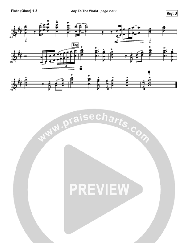 Joy To The World Flute/Oboe 1/2/3 (Casting Crowns)