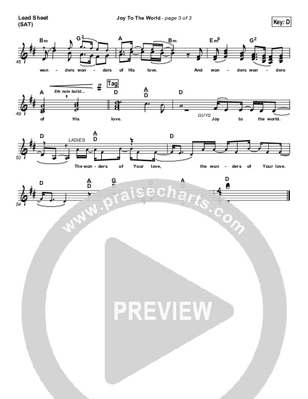 Joy To The World Lead Sheet (Casting Crowns)